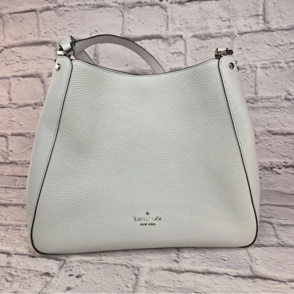 Kate Spade Leila Triple Medium Compartment Leather Shoulder Purse Lime Sherbert